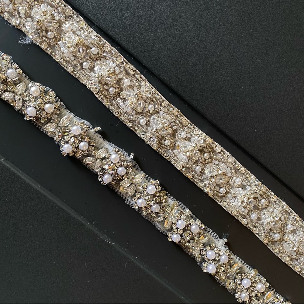 two wedding gown belts